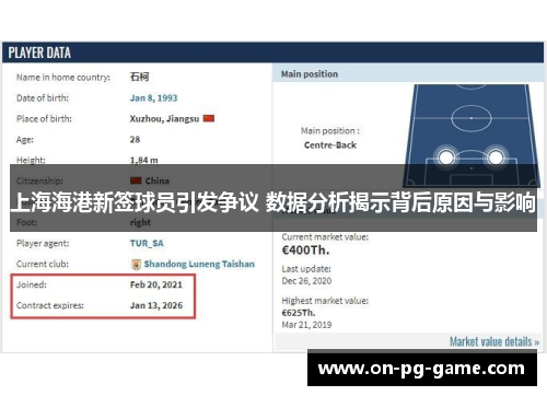 上海海港新签球员引发争议 数据分析揭示背后原因与影响