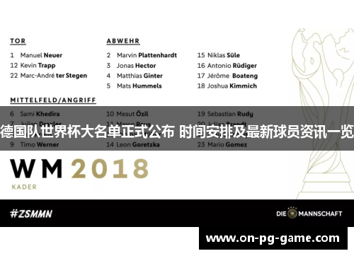 德国队世界杯大名单正式公布 时间安排及最新球员资讯一览