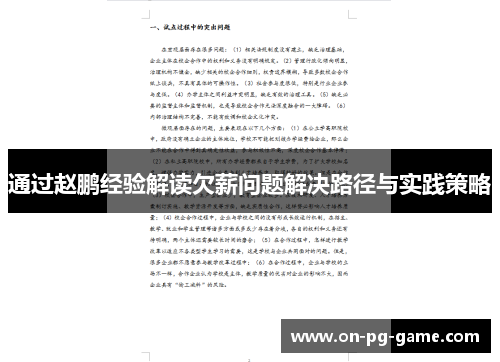 通过赵鹏经验解读欠薪问题解决路径与实践策略